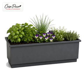 Balcony Planter | Viola | Metal Balcony Planter with Drain Tray for Balcony & Railing