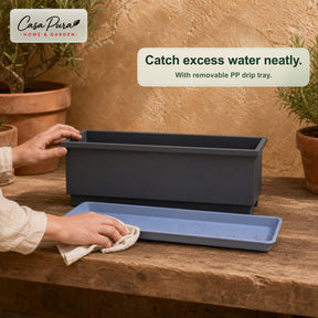 Balcony Planter | Viola | Metal Balcony Planter with Drain Tray for Balcony & Railing
