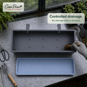 Balcony Planter | Viola | Metal Balcony Planter with Drain Tray for Balcony & Railing