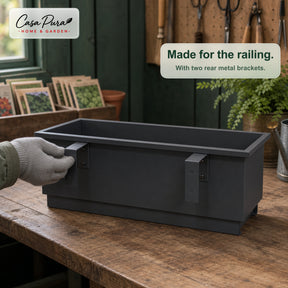 Balcony Planter | Viola | Metal Balcony Planter with Drain Tray for Balcony & Railing