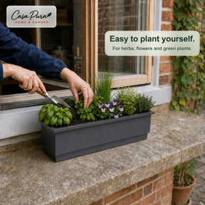 Balcony Planter | Viola | Metal Balcony Planter with Drain Tray for Balcony & Railing
