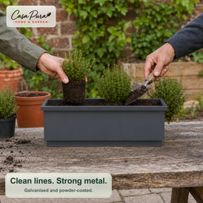 Balcony Planter | Viola | Metal Balcony Planter with Drain Tray for Balcony & Railing