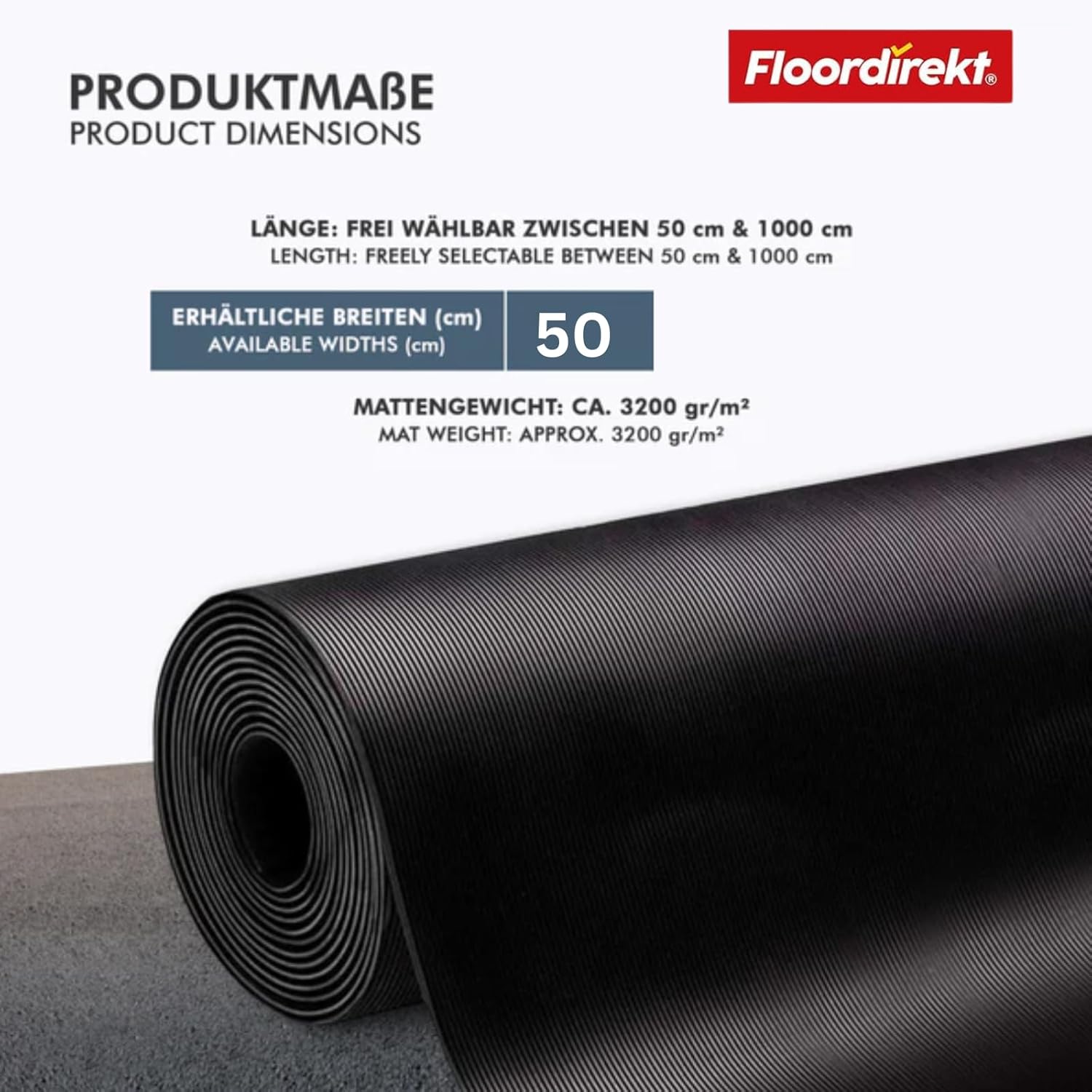 Rubber cable protection mat | Fine ribbed | Non-slip, 3 mm thick | Ideal cable bridge for events