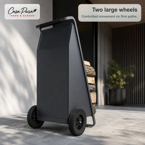 Firewood Rack | Paolo | Mobile Log Storage with 2 Wheels & Padded Handle | 43 × 56 × 116 cm