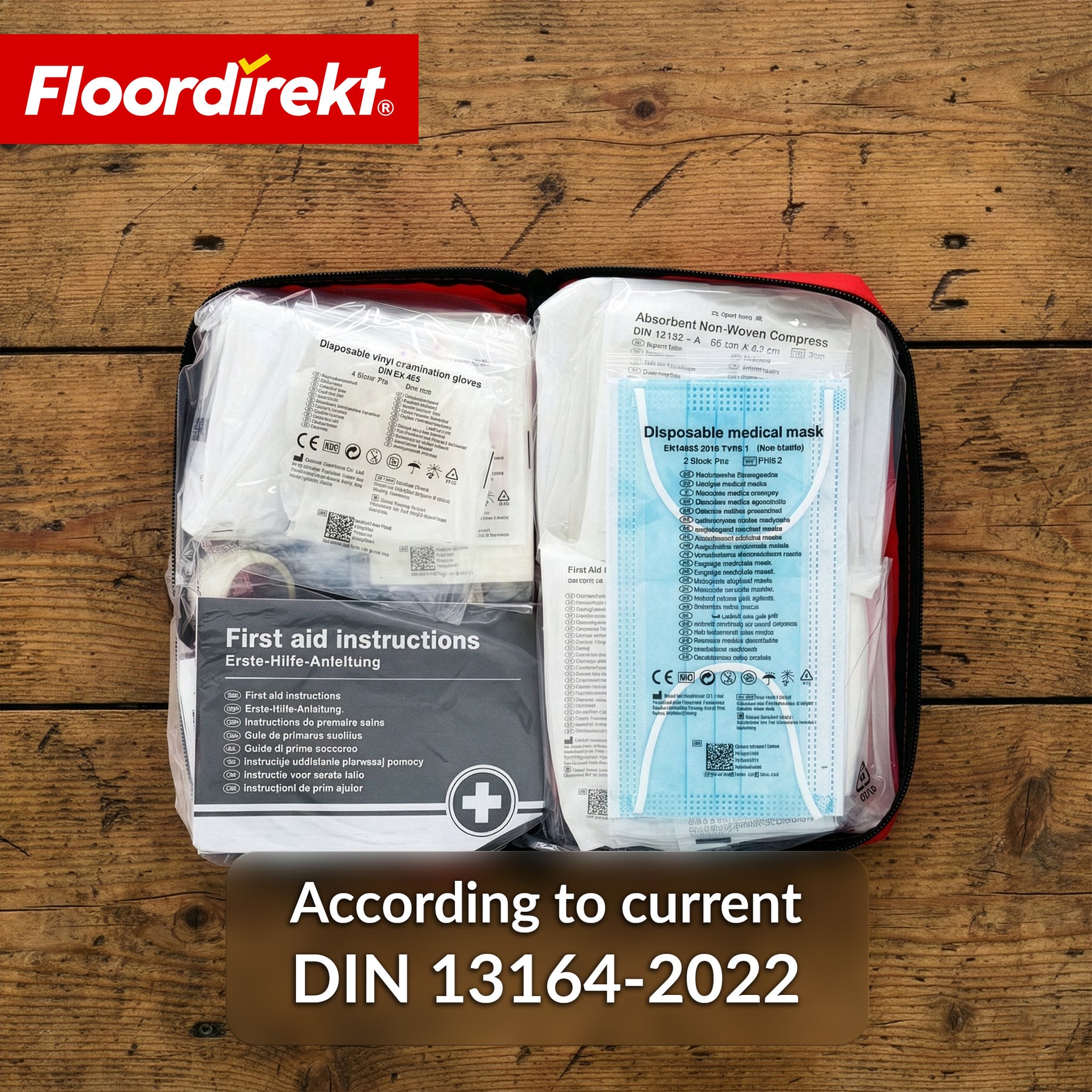 Car First Aid Kit DIN 13164:2022 | First Aid Set for Passenger Cars | Vehicle First Aid Kit for Mandatory Vehicle Equipment