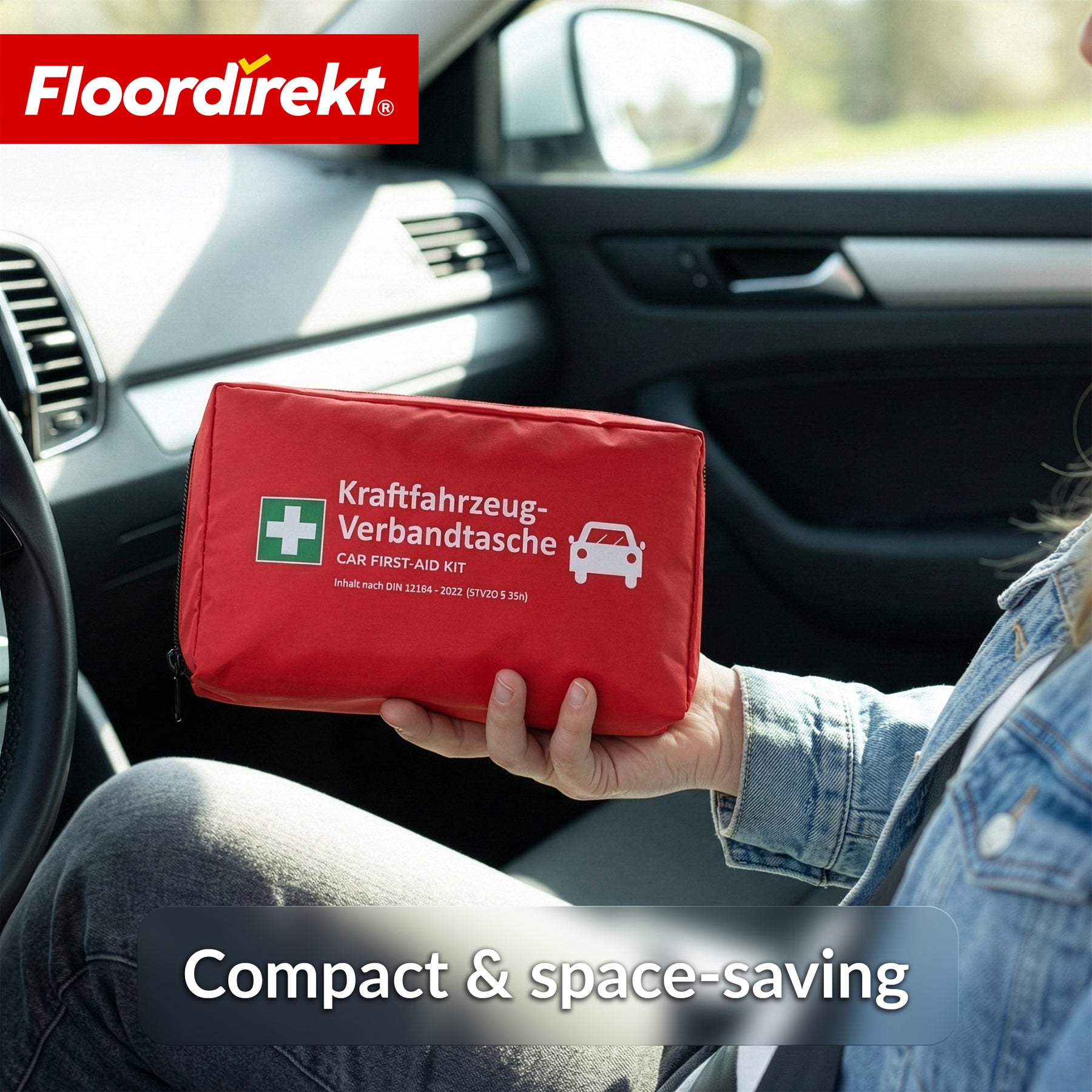 Car First Aid Kit DIN 13164:2022 | First Aid Set for Passenger Cars | Vehicle First Aid Kit for Mandatory Vehicle Equipment