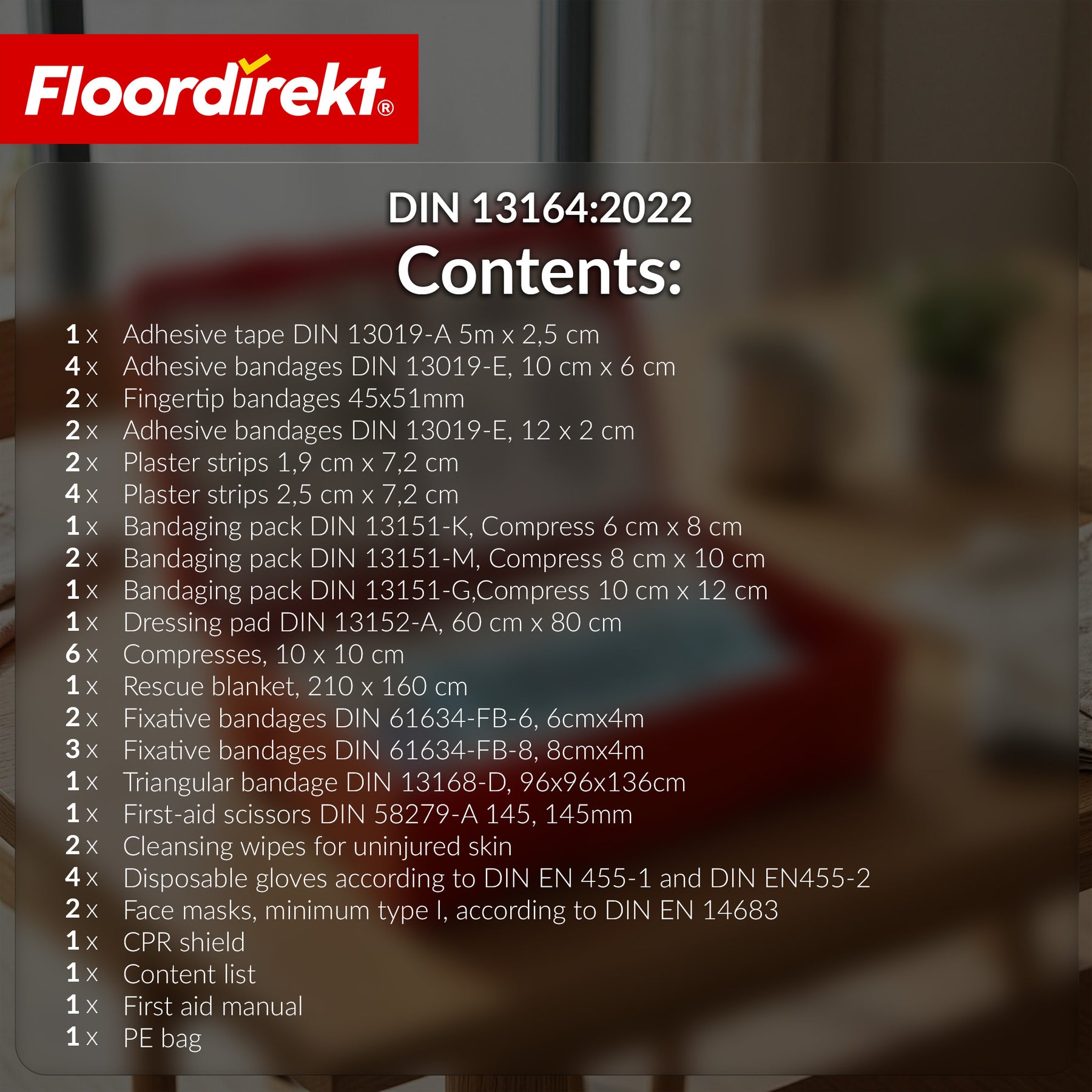 Car First Aid Kit DIN 13164:2022 | First Aid Set for Passenger Cars | Vehicle First Aid Kit for Mandatory Vehicle Equipment