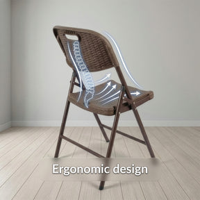Folding Chair 2-Piece Set | Niigata | Brown Foldable Garden Chair in Rattan Look