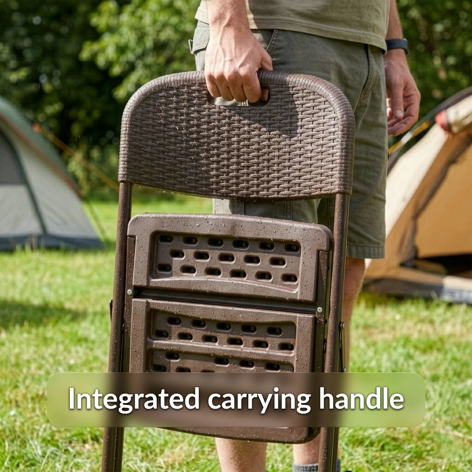 Folding Chair 2-Piece Set | Niigata | Brown Foldable Garden Chair in Rattan Look