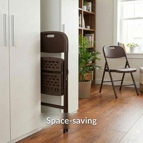 Folding Chair 2-Piece Set | Niigata | Brown Foldable Garden Chair in Rattan Look