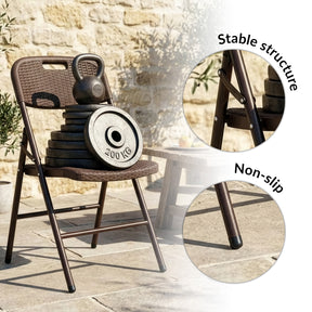 Folding Chair 2-Piece Set | Niigata | Brown Foldable Garden Chair in Rattan Look