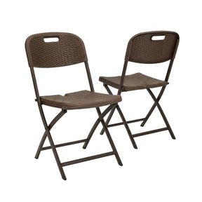 Folding Chair 2-Piece Set | Niigata | Brown Foldable Garden Chair in Rattan Look