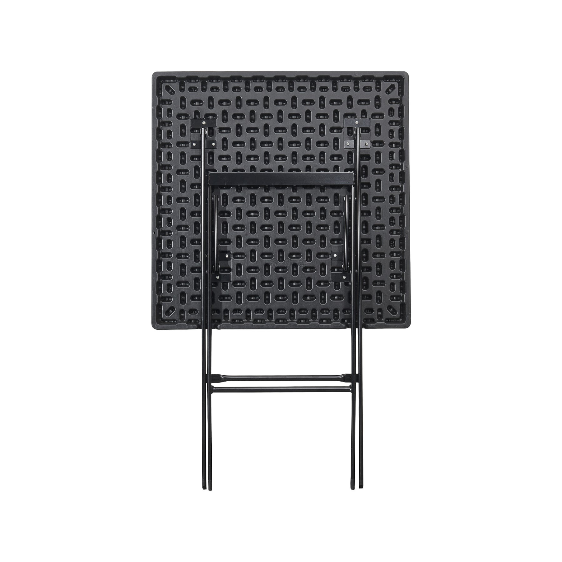 Folding Table | Kobe | Black Folding Garden Table in Rattan Look | 60 × 60 cm