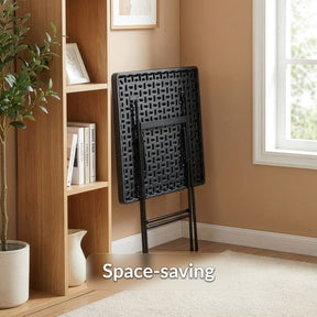 Folding Table | Kobe | Black Folding Garden Table in Rattan Look | 60 × 60 cm