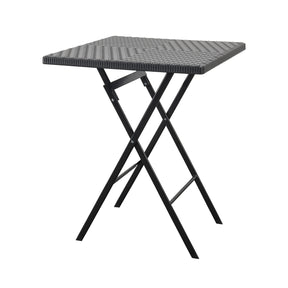 Folding Table | Kobe | Black Folding Garden Table in Rattan Look | 60 × 60 cm