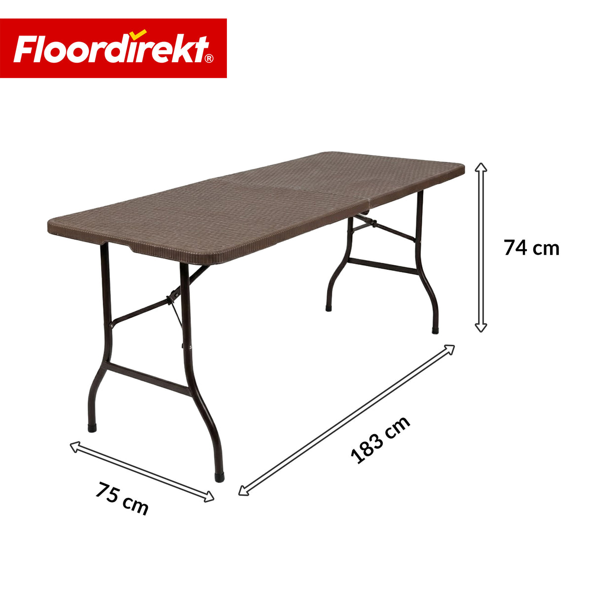 Folding Table | Miyako | Weatherproof Garden Table 183×75 cm | Foldable with Carry Handle for Garden, Patio & Events