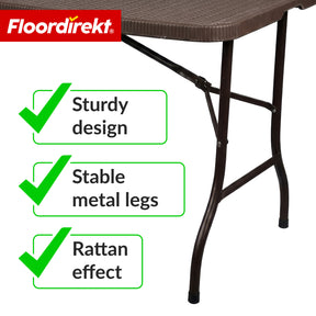 Folding Table | Miyako | Weatherproof Garden Table 183×75 cm | Foldable with Carry Handle for Garden, Patio & Events