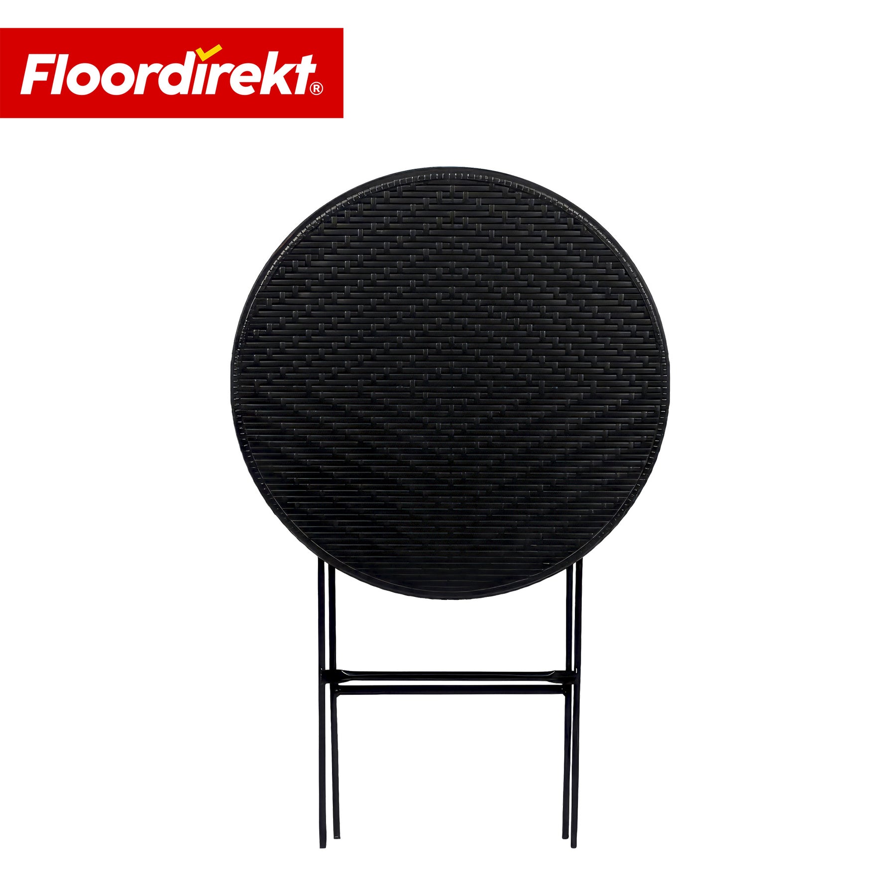 Folding Table | Toyama | Round folding garden table in rattan look, black | Ø 60 cm