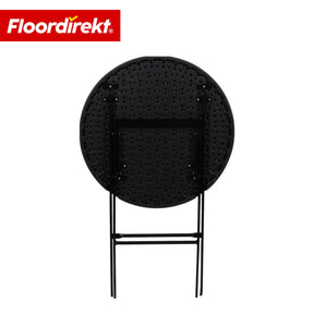 Folding Table | Toyama | Round folding garden table in rattan look, black | Ø 60 cm