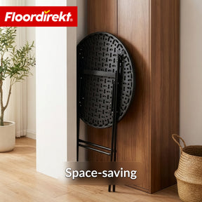 Folding Table | Toyama | Round folding garden table in rattan look, black | Ø 60 cm