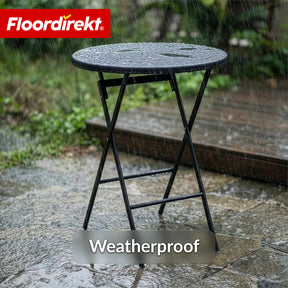 Folding Table | Toyama | Round folding garden table in rattan look, black | Ø 60 cm