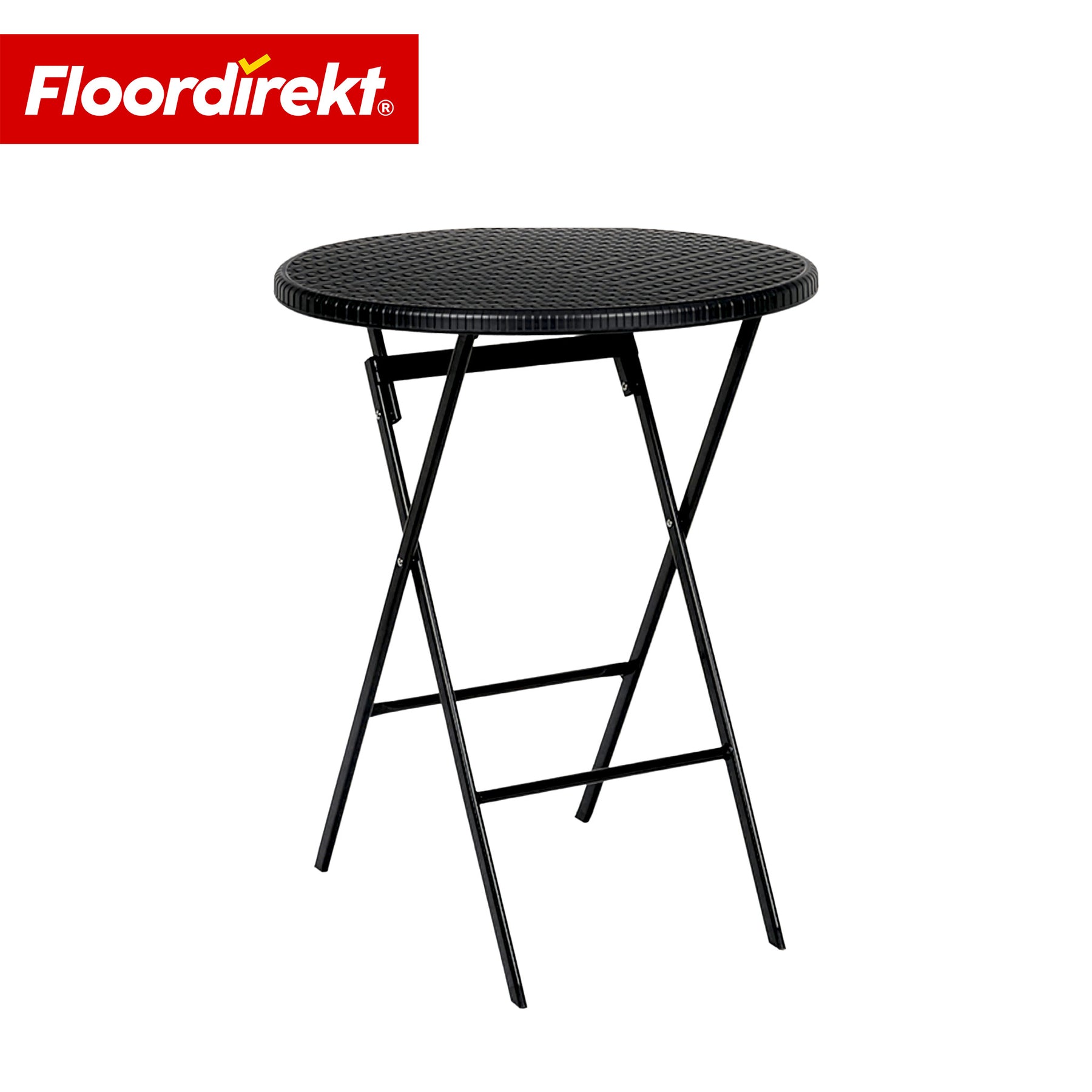Folding Table | Toyama | Round folding garden table in rattan look, black | Ø 60 cm