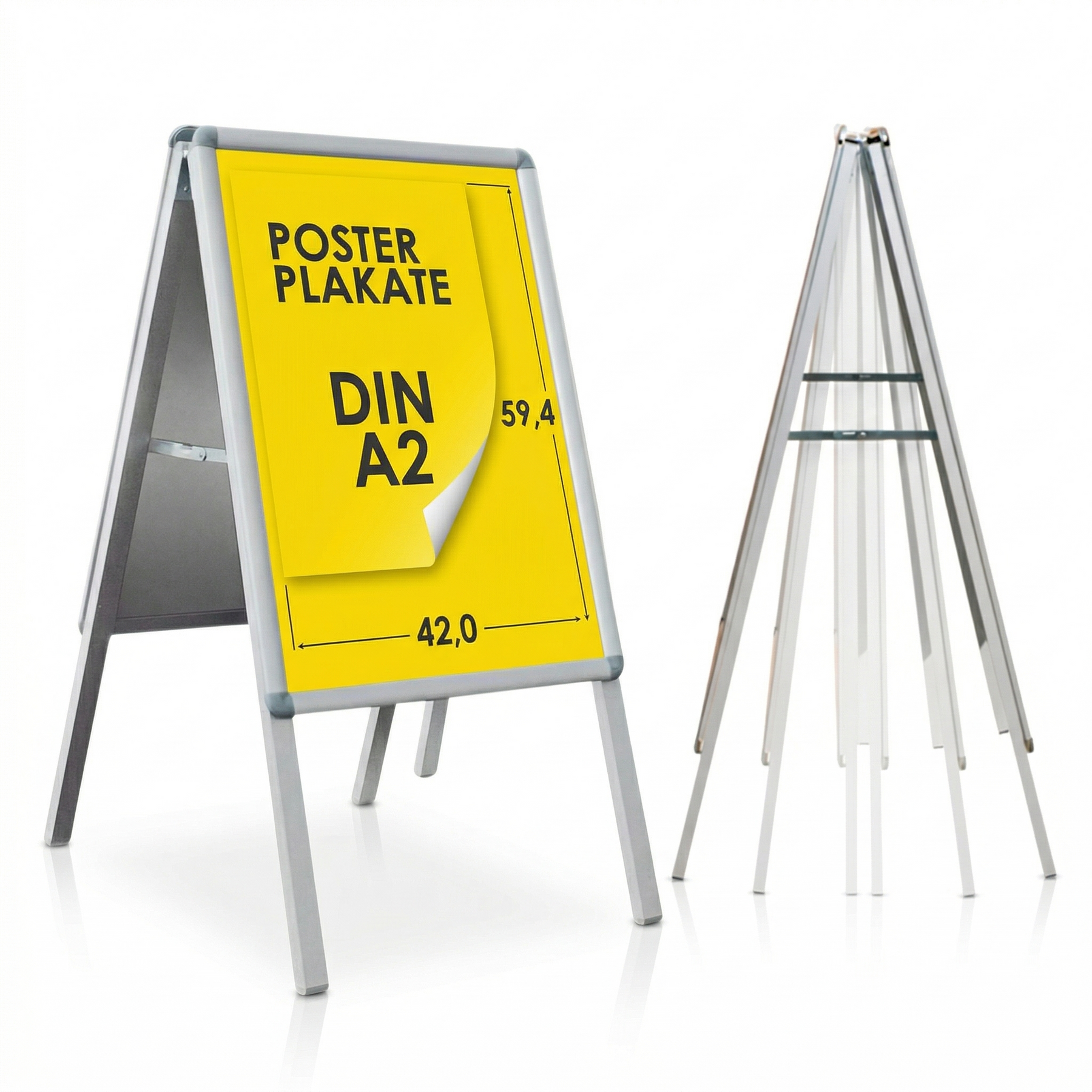 A-Frame Sign | DIN A1 & A2 | Double-Sided Pavement Sign, Aluminium Advertising Display