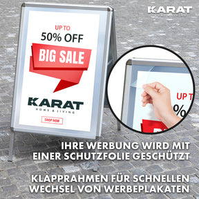 A-Frame Sign | DIN A1 & A2 | Double-Sided Pavement Sign, Aluminium Advertising Display