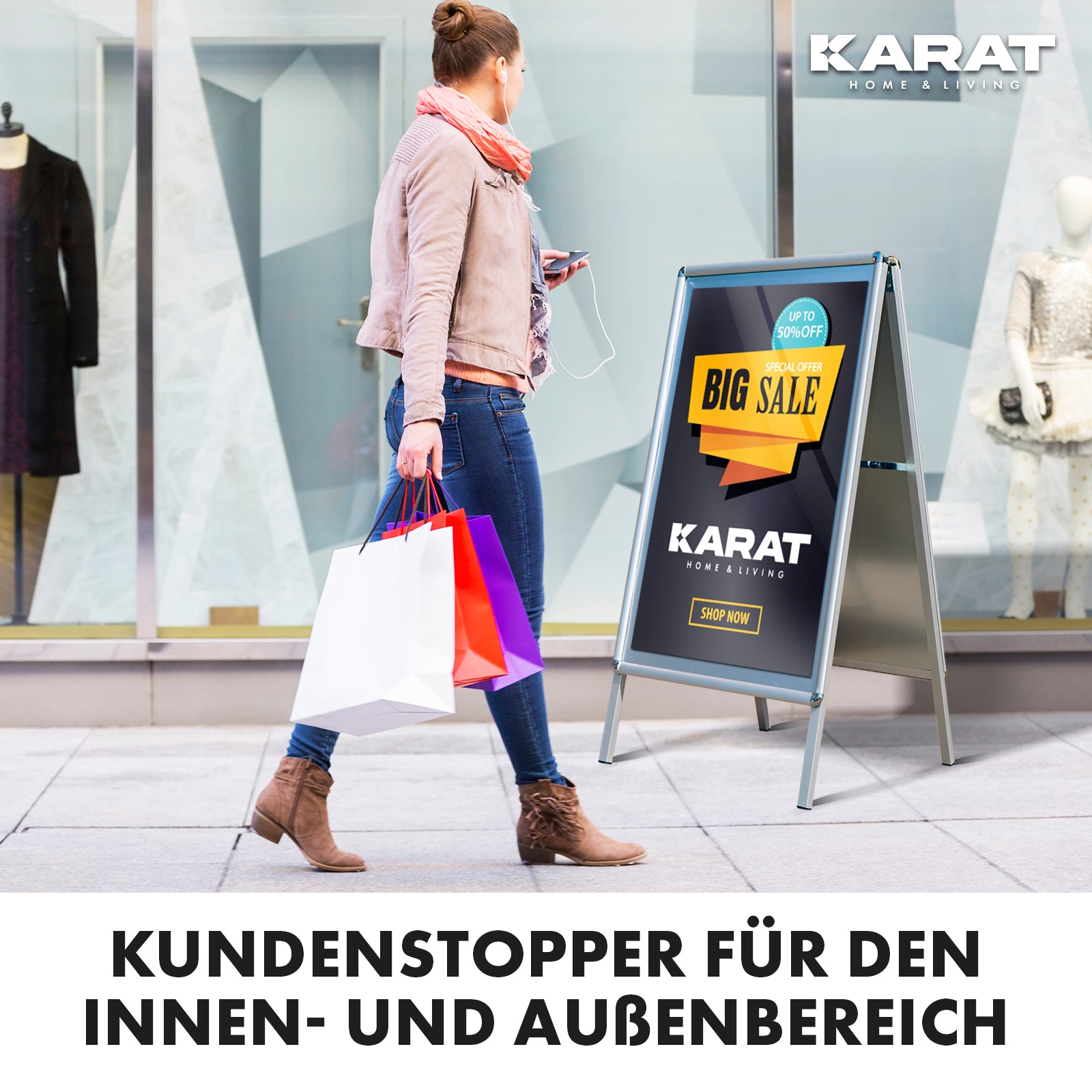 A-Frame Sign | DIN A1 & A2 | Double-Sided Pavement Sign, Aluminium Advertising Display