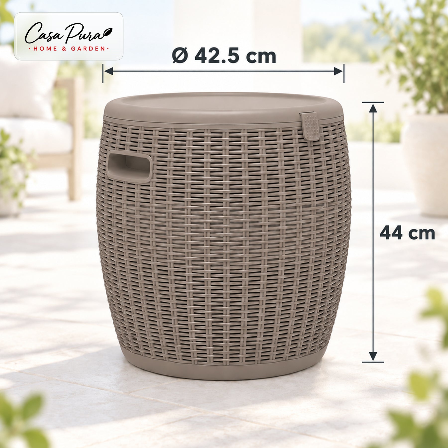 Drinks Cooler | Laguna | 36 L Ice Cooler with Seat & Side Table Function in Rattan Effect | 2 Colours