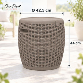 Drinks Cooler | Laguna | 36 L Ice Cooler with Seat & Side Table Function in Rattan Effect | 2 Colours