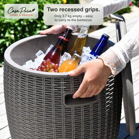 Drinks Cooler | Laguna | 36 L Ice Cooler with Seat & Side Table Function in Rattan Effect | 2 Colours