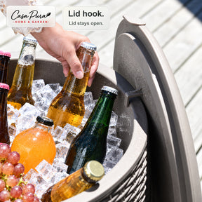 Drinks Cooler | Laguna | 36 L Ice Cooler with Seat & Side Table Function in Rattan Effect | 2 Colours