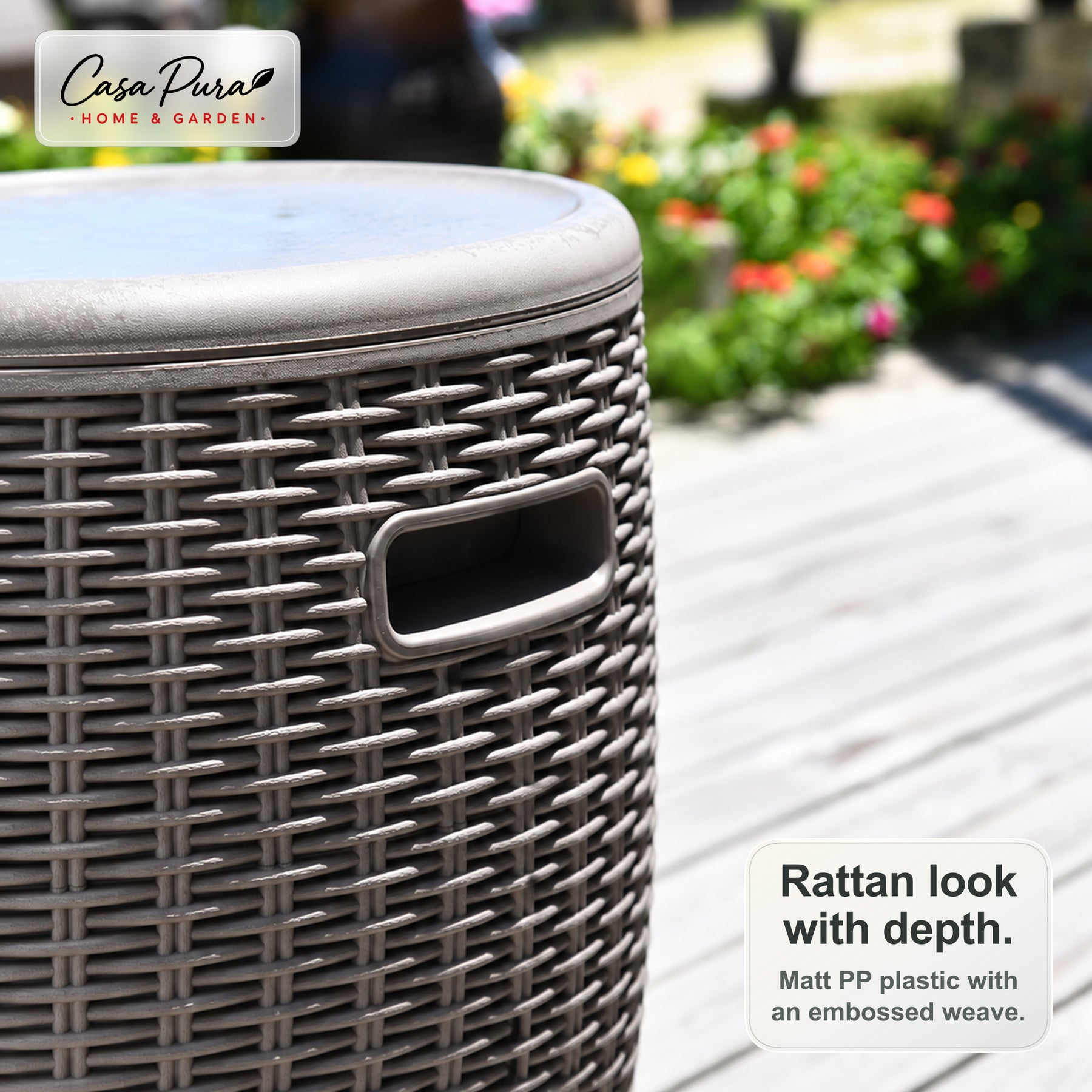 Drinks Cooler | Laguna | 36 L Ice Cooler with Seat & Side Table Function in Rattan Effect | 2 Colours