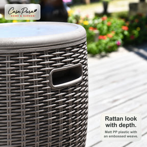 Drinks Cooler | Laguna | 36 L Ice Cooler with Seat & Side Table Function in Rattan Effect | 2 Colours