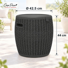 Drinks Cooler | Laguna | 36 L Ice Cooler with Seat & Side Table Function in Rattan Effect | 2 Colours