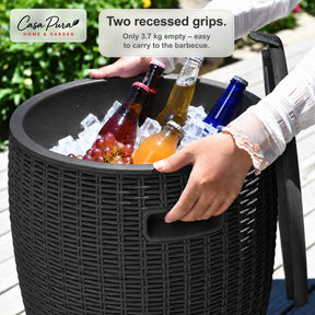 Drinks Cooler | Laguna | 36 L Ice Cooler with Seat & Side Table Function in Rattan Effect | 2 Colours