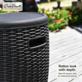 Drinks Cooler | Laguna | 36 L Ice Cooler with Seat & Side Table Function in Rattan Effect | 2 Colours