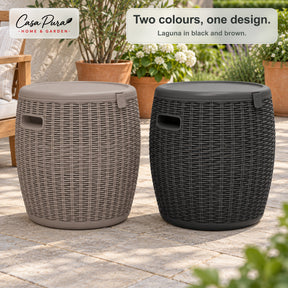 Drinks Cooler | Laguna | 36 L Ice Cooler with Seat & Side Table Function in Rattan Effect | 2 Colours