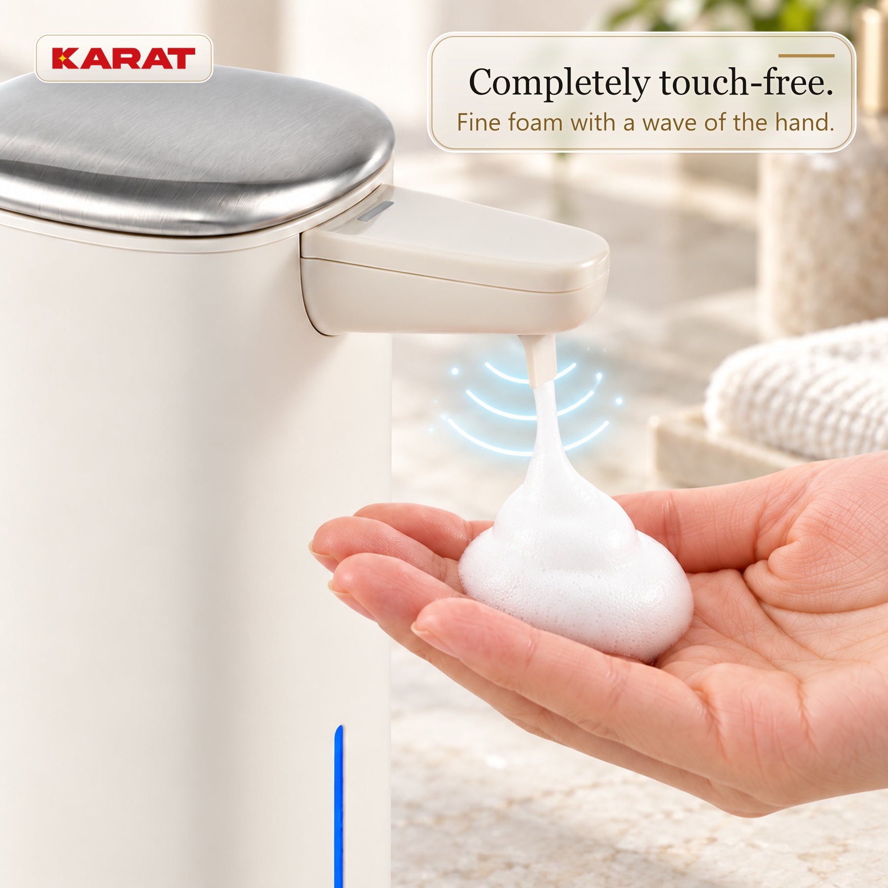 Automatic Foam Soap Dispenser | Liora | Touchless Sensor Dispenser with USB-C Rechargeable Battery & Stainless Steel | 250 ml