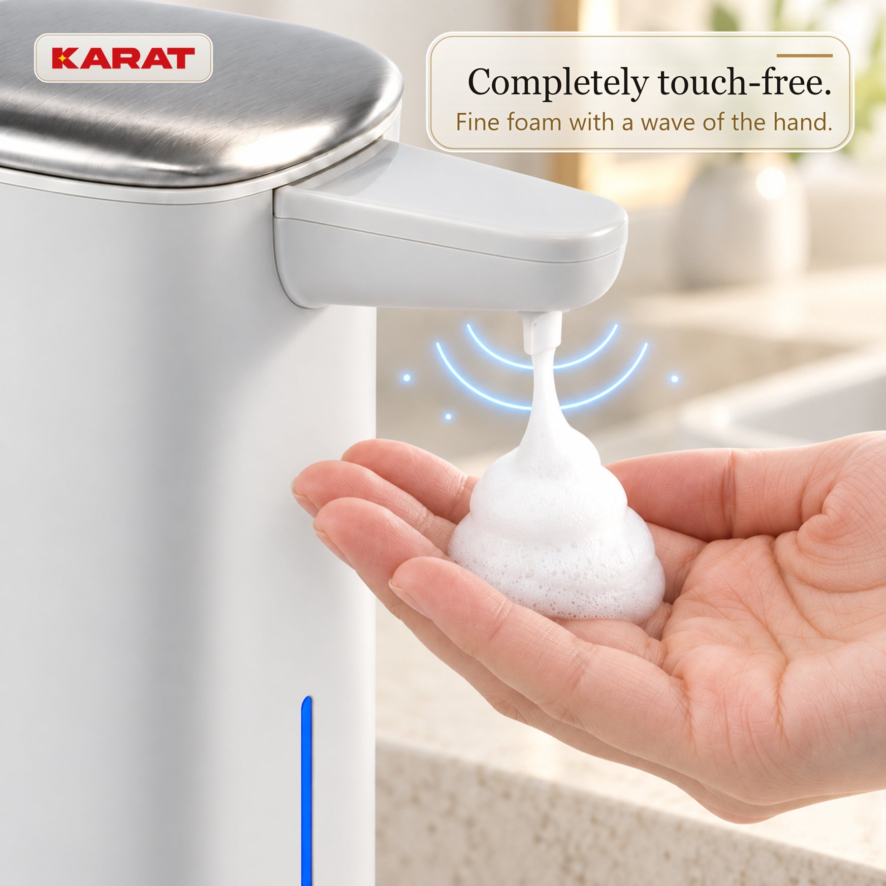 Automatic Foam Soap Dispenser | Liora | Touchless Sensor Dispenser with USB-C Rechargeable Battery & Stainless Steel | 250 ml