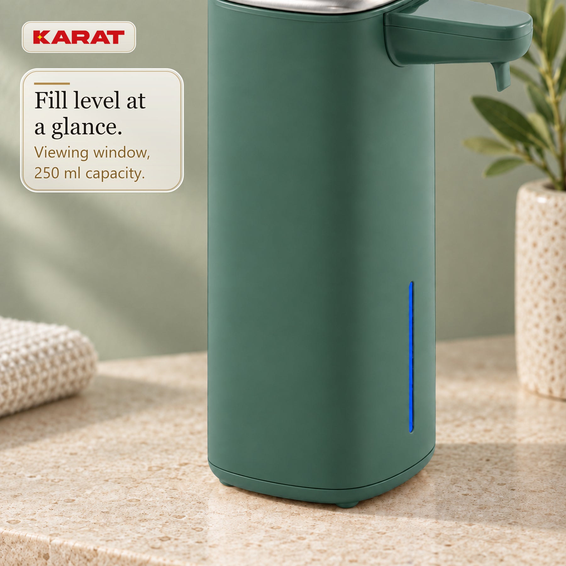 Automatic Foam Soap Dispenser | Liora | Touchless Sensor Dispenser with USB-C Rechargeable Battery & Stainless Steel | 250 ml