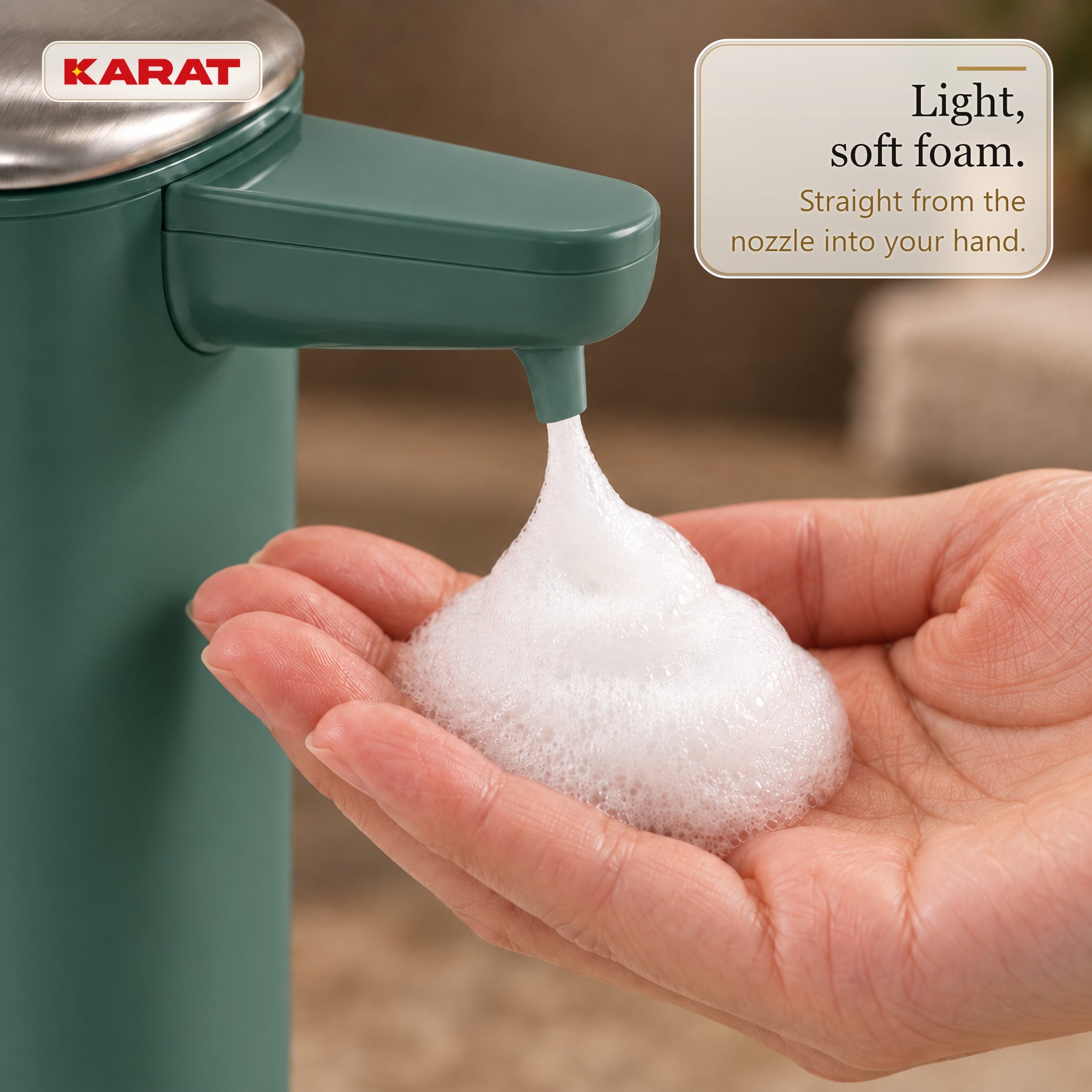 Automatic Foam Soap Dispenser | Liora | Touchless Sensor Dispenser with USB-C Rechargeable Battery & Stainless Steel | 250 ml