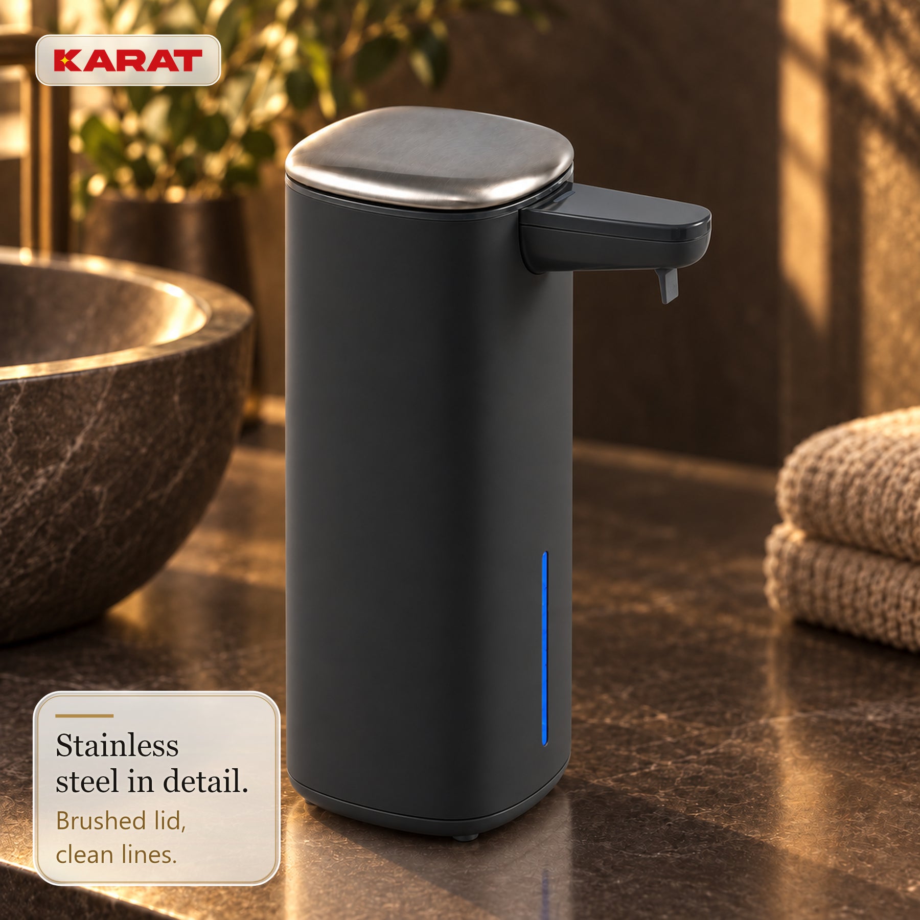 Automatic Foam Soap Dispenser | Liora | Touchless Sensor Dispenser with USB-C Rechargeable Battery & Stainless Steel | 250 ml