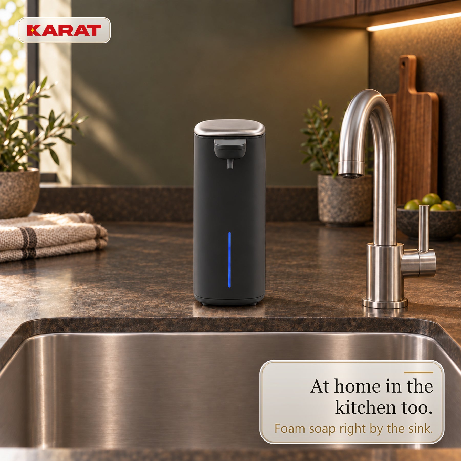 Automatic Foam Soap Dispenser | Liora | Touchless Sensor Dispenser with USB-C Rechargeable Battery & Stainless Steel | 250 ml
