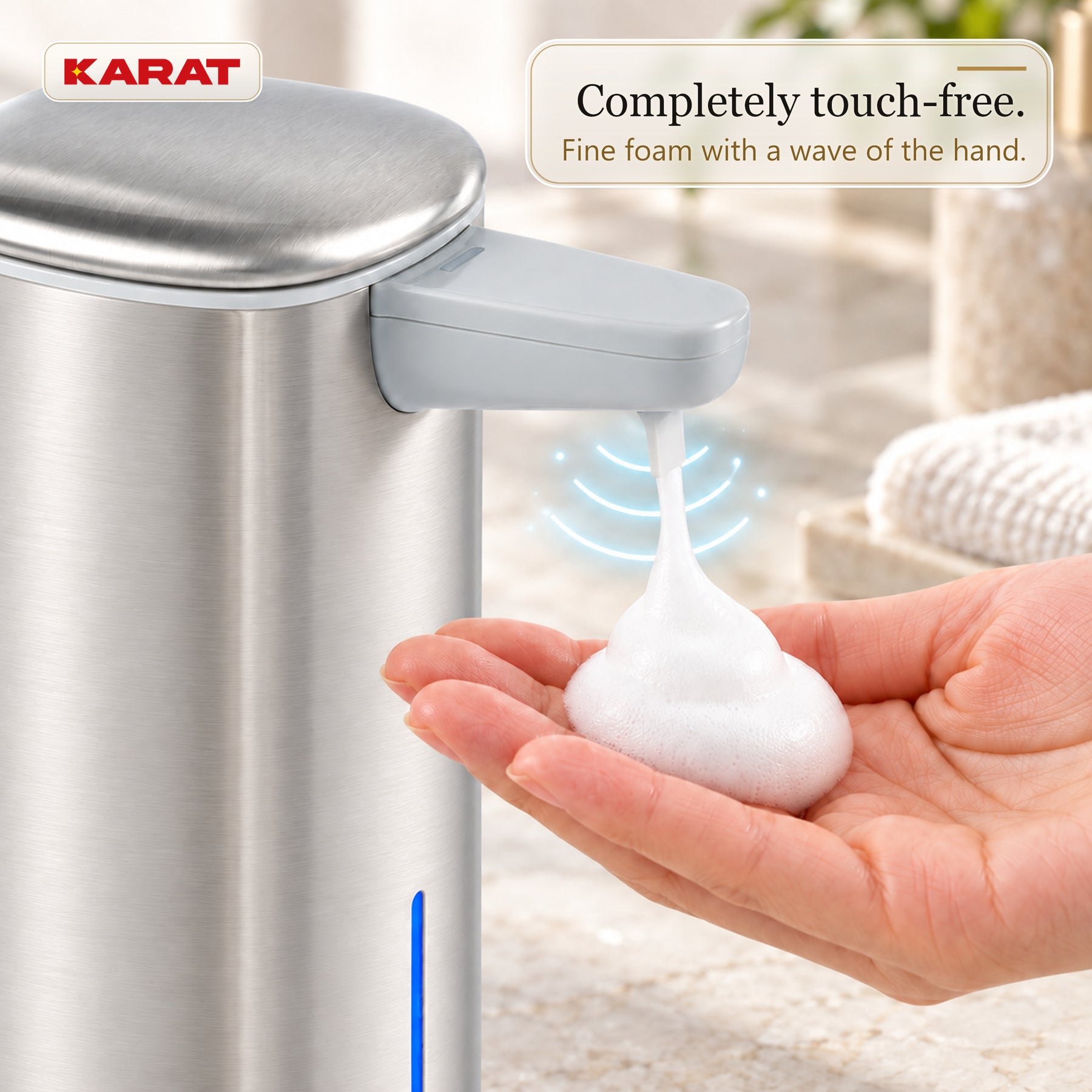 Automatic Foam Soap Dispenser | Liora | Touchless Sensor Dispenser with USB-C Rechargeable Battery & Stainless Steel | 250 ml