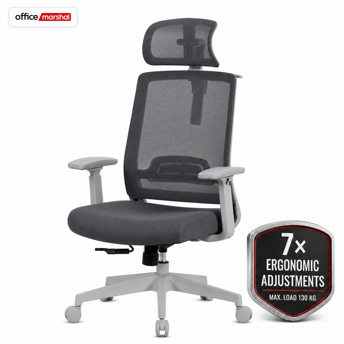 Office Chair | Victor | Ergonomic Mesh Desk Chair with Headrest, Lumbar Support & 3D Armrests | 2 Colours