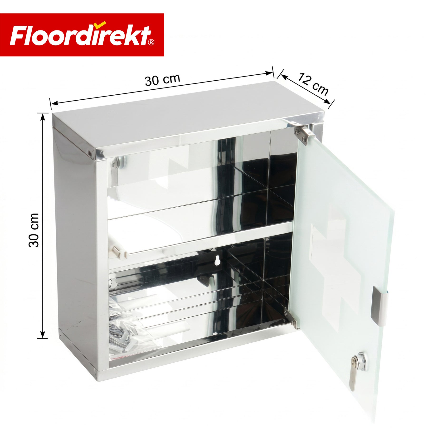 Medicine Cabinet | Allen | Lockable Stainless Steel or White Powder-Coated Metal Cabinet | Medical Cabinet with Glass Door