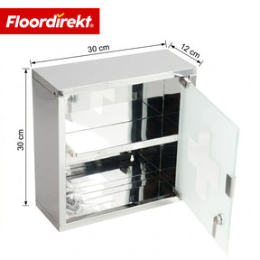 Medicine Cabinet | Allen | Lockable Stainless Steel or White Powder-Coated Metal Cabinet | Medical Cabinet with Glass Door