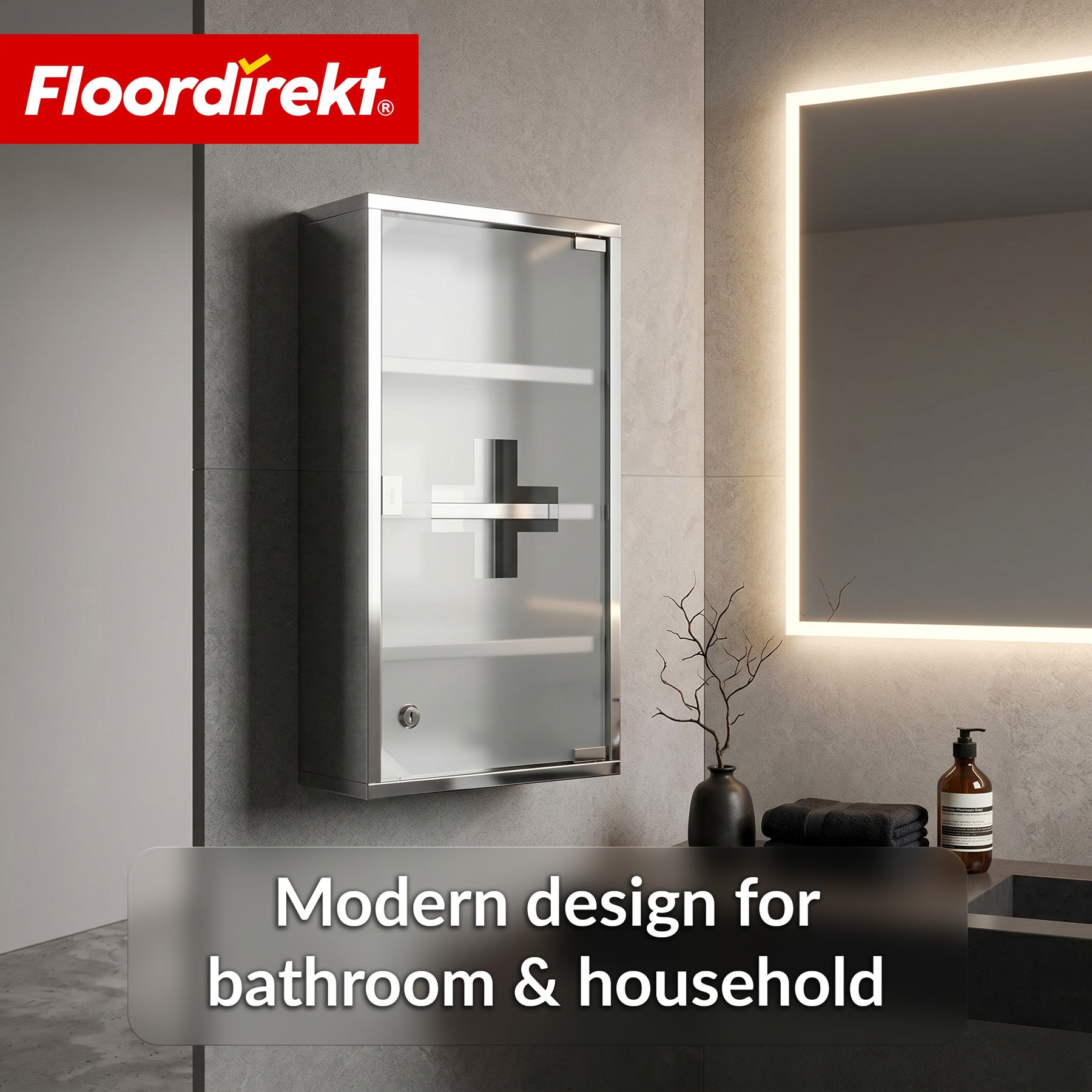 Medicine Cabinet | Allen | Lockable Stainless Steel or White Powder-Coated Metal Cabinet | Medical Cabinet with Glass Door